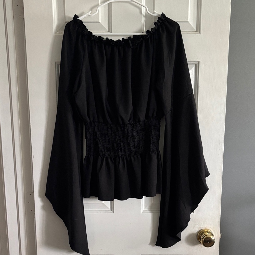 Black Blouse Off-Shoulder
